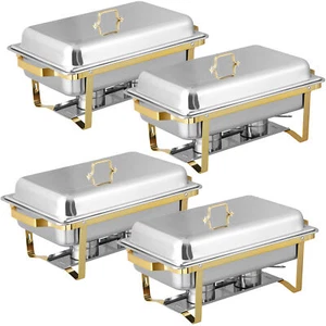4 Pack 8QT Chafing Dishes for Buffet Buffet Servers and Warmers Stainless Steel - Picture 1 of 23