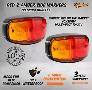 LED CLEARANCE LIGHTS SIDE MARKER LAMP RED AMBER TRAILER TRUCK CARAVAN MULTI VOLT - Picture 1 of 6