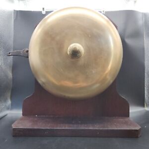 Antique 11.5" Mechanical BOXING RING BELL on Nice Wood Stand Fire Alarm School