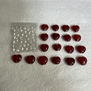 Red Art Glass Loose Heart Beads Crystal Clear Beads Lot CRF-49 - Picture 1 of 7