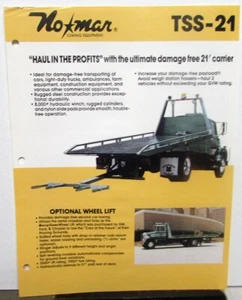 1987 N0-Mar TSS-21 Rollback Tow Truck Bed Dealer Sales Data Sheet - Picture 1 of 2