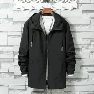 Men‘s Hooded Jacket Long Sleeve Loose Casual Zipper Coat Windbreaker New Fashion - Picture 1 of 10