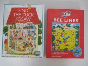 GALT BEE LINES FUN GAMES BOX & INSTRUCTIONS USED USBORNE DUCK JIGSAW PUZZLE 24 P - Picture 1 of 10