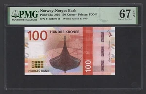 Norway 100 Kroner 2016 P54a Uncirculated Grade 67 - Picture 1 of 2