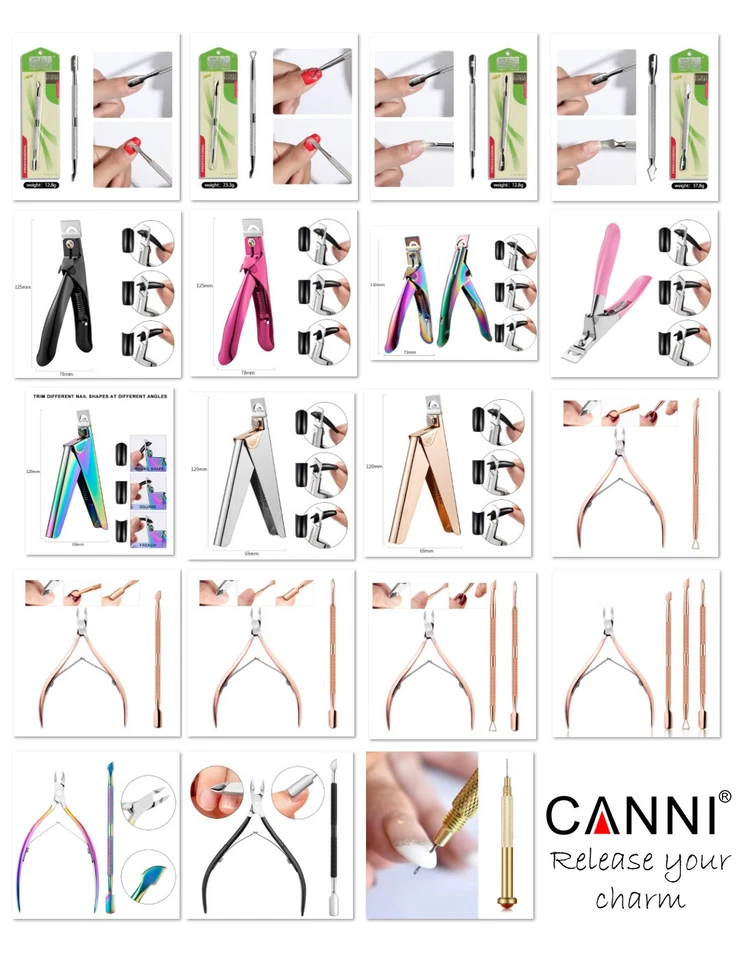 CANNI® Stainless Steel Cuticle Pusher Nipper U Shape False Nail Tips Cutter