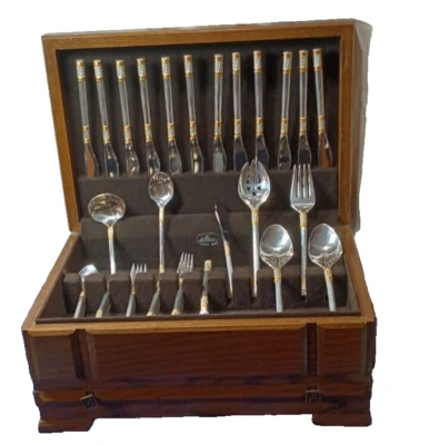 Golden Aegean Weave by Wallace Place Setting for 12 Sterling /w 6 Piece Hostess - Image 1 of 4