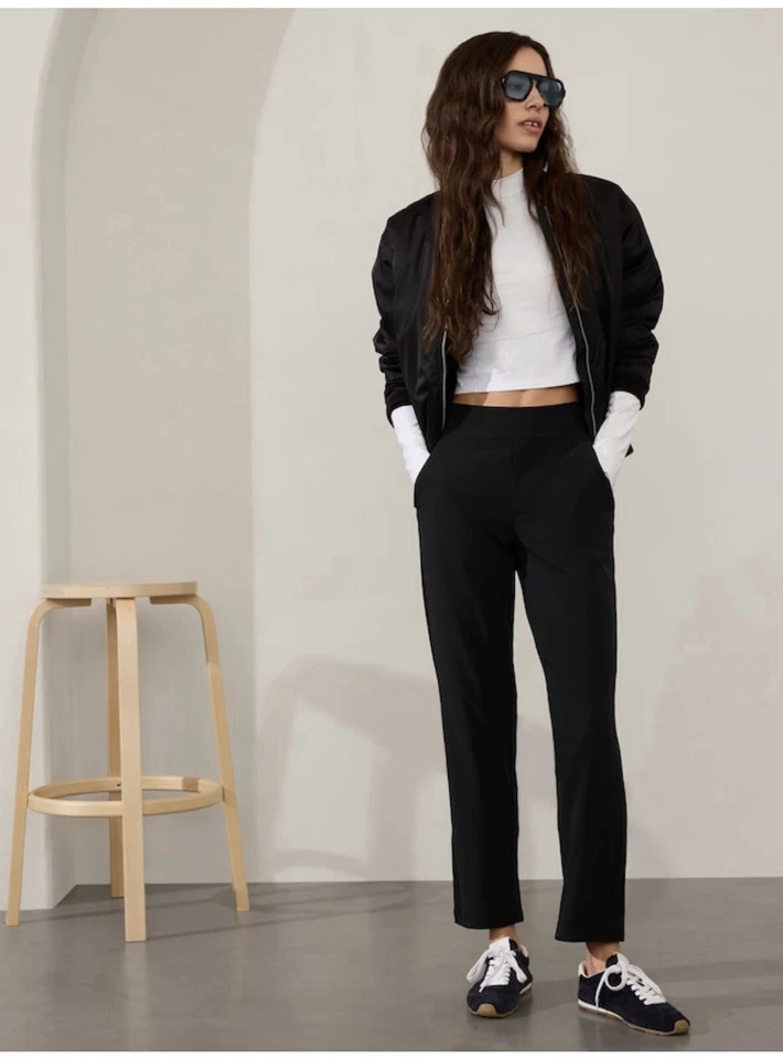 ATHLETA size 0T 0 Tall Brooklyn Lined Mid Rise Pant Black #467191