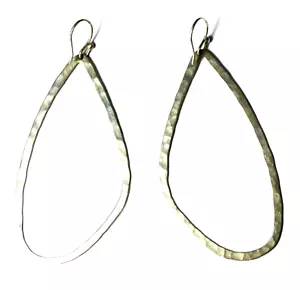 Sterling Silver Silpada Hammered Hoop Earrings W2454 3" - Picture 1 of 5