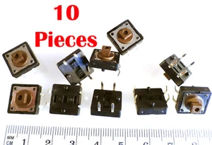 Diptronics DTS-24N Tactile switch PCB Mount 12mm² SPST 10 Pieces OM0783 - Picture 1 of 2