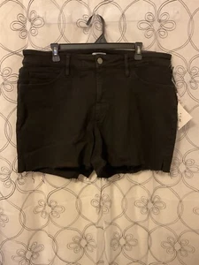 Ava & Viv Womens High Rise Midi Shorts Black Denim Cutoff Size 17 - Picture 1 of 4