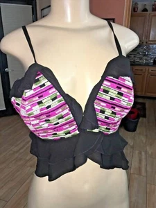 Anthropologie Lulumari  NWTS  Crop Top Embroidered Ruffle Tie Back SZ LARGE  bby - Picture 1 of 8