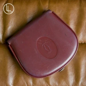 CARTIER Les Must de Cartier Leather Bordeaux Flip Coin Case (MADE IN SPAIN) - Picture 1 of 7