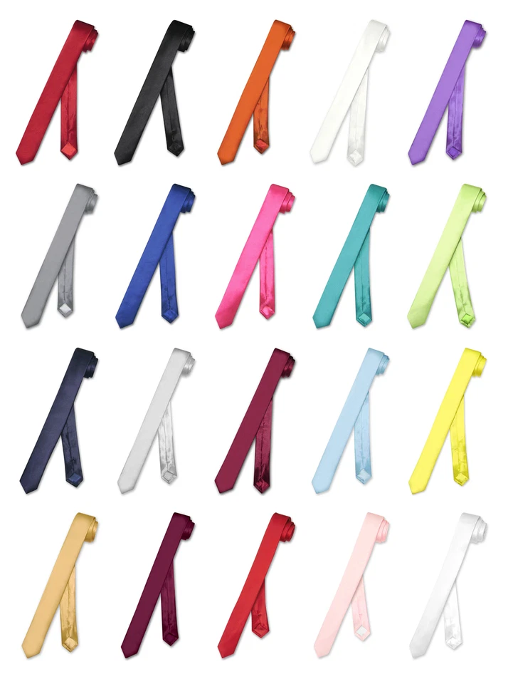 Corbata Biagio 100 % SEDA EXTRA delgada color liso para hombre 1,5" delgada Foto 1 de 2