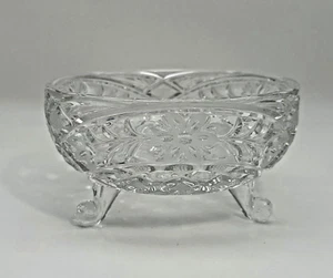 Crystal Three Foot Open Candy Dish Floral and Cut Designs - Picture 1 of 11