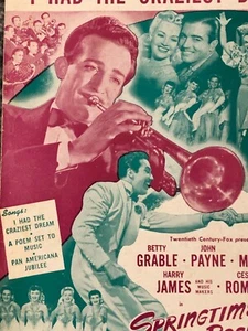 1942 Music Sheet Betty Grable Carmen Miranda I Had the Craziest Dream Springtime - Picture 1 of 12