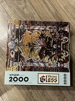 复古 1990 Springbok GLORIOUS STAINED GLASS 2000 件拼图完整 — 第 1/4 张图片