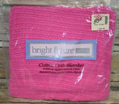 De Colección Nueva Manta Cuna Algodón Rosa Brillante Futuro Bebé 36x50 Foto 1 de 4
