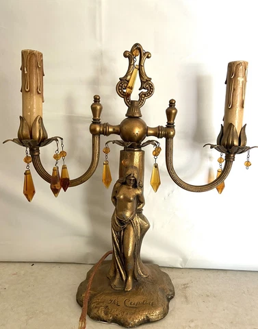 Vintage Gold Two Arm Lighted Candelabra Woman The Capture Cover