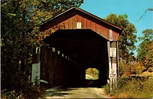 Postcard Greencastle Putnam Co. Indiana The Dunbar Covered Bridge Big Walnut Crk - Picture 1 of 2