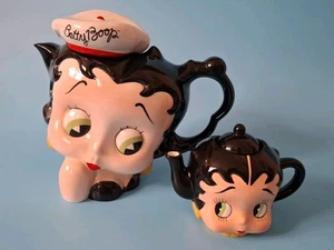 Pair Of Betty Boop Teapots Large And Small Rare Collectible Ornaments - Picture 1 of 13