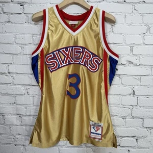 Allen Iverson Mitchell & Ness 76ers 75th Gold Swingman Jersey L Authentic 1996 - Picture 1 of 23