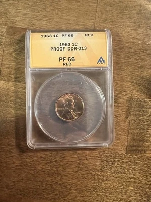 1963 Lincoln Cent ANACS PF66 Red – Doubled Die Reverse DDR-013– Rare - Image 1 of 4