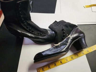 Antique 1800s Ladies Victorian Boots Black Leather Button Up "Luxury" brand - Image 1 of 4