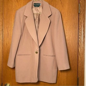 VTG Women’s harve bernard Size 12 Wool & Cashmere Blazer Jacket Camel Tan - Picture 1 of 15