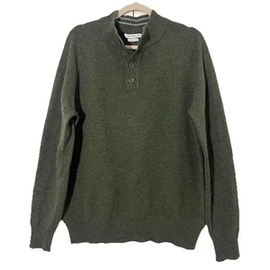 Peter Millar Sweater Mens M Green Merino Wool Quarter Button Preppy Office - Foto 1 di 6