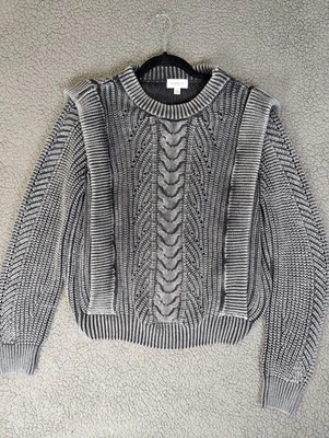 Evereve Women Heavy Chunky Knit Black Gray 80’s Retro Pullover Sweater Womens XL - Image 1 of 4