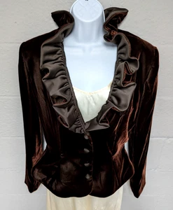 Chaqueta Victoriana Steampunk Terciopelo Mujer Talla 14 Cuello Volantes Peplum Renacimiento - Imagen 1 de 13