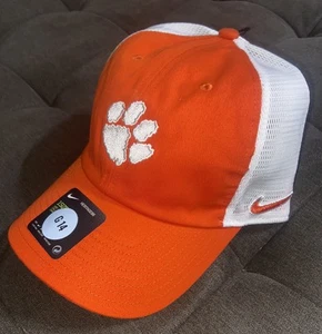Nike Clemson Tigers Hat Heritage 86 Trucker Cap White Orange Meshback Adjustable - Picture 1 of 5