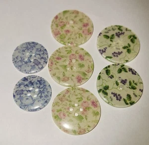 Old Floral Print Buttons LOT - Picture 1 of 3