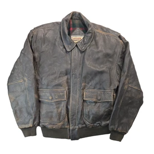 Ivy Crew Vintage A2 Leder rot kariert gefüttert Flieger Bomber Jacke Herren Größe XL - Bild 1 von 6