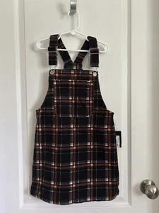 Girls' Sz M 7/8 NWT Corduroy Pinafore Dress art class Black Plaid Fall Outfit - Picture 1 of 5