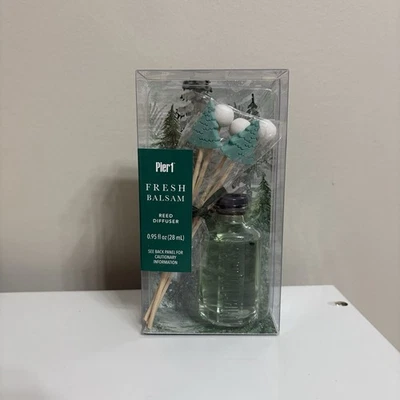 Pier 1 Imports Reed Diffuser Fresh Balsam Fragrance .95 fl oz Glass Bottle NEW - Image 1 of 3