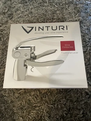 VINTURI Traditional Lever Wine Corkscrew W/ Foil Cutter  Extra Corkscrew NIB - Image 1 of 4