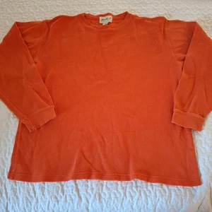 Eddie Bauer L Thermal Shirt Orange Waffle Knit Long Sleeve Crewneck Grunge READ - Picture 1 of 12