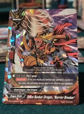 Future Card Buddyfight Drum Bunker Dragon, "Barrier Breaker" BT01/0002EN RRR - Image 1 of 3