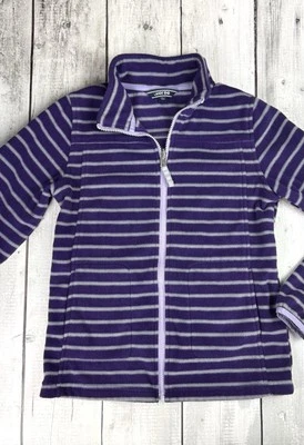 Chaqueta polar Land's End para niñas cremallera completa talla mediana 10-12 púrpura rayas 0137 Foto 1 de 4