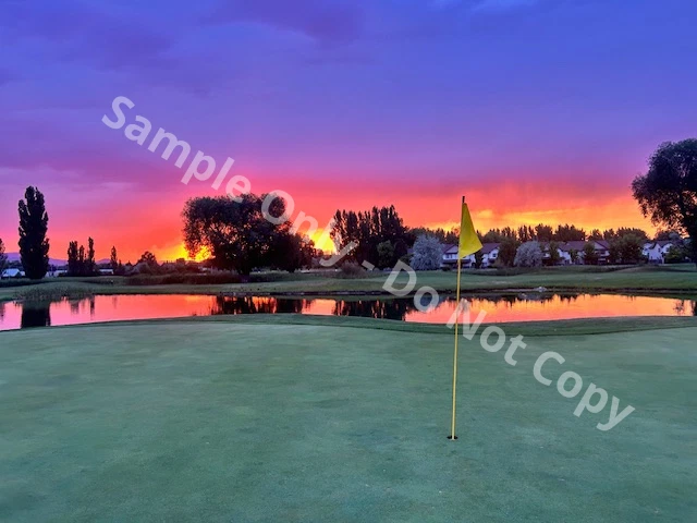 Luxury Golf Course Sunset Canvas – Vibrant Evening Sky Landscape – Ready to Hang - Image 1 of 1