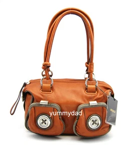 MIMCO MINI METAL BUTTON ZIP TOP BAG IN BURNT TERRACOTTA BNWT RRP$399 - Picture 1 of 8