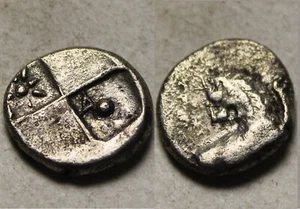 Rare genuine Ancient Greek silver coin Thrace Chersonesos Hemidrachm Lion A star - Picture 1 of 4