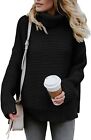 ZKESS Womens Casual Long Sleeve Turtleneck Chunky Knit Pullover Sweater Jumper T