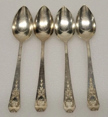 4 cucharas de plata de ley Whiting Pat. "1909 con monograma - 5 3/4"" 101 gramos #3714" Foto 1 de 4