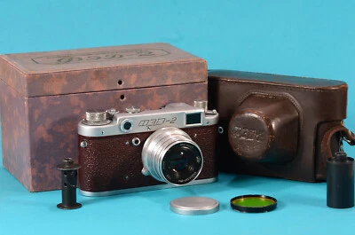 RARE Dark RED, Early type FED 2 Serviced CLA LEICA Film Camera Industar-26 Lens - Image 1 of 4