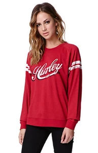 WOMEN'S/JRS HURLEY BUZZ TOWER CREW FLEECE SWEATSHIRT DEEP RED NEW - Picture 1 of 4
