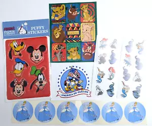 VTG Disney Sticker Lot Little Mermaid Cinderella Lion King Puffy Mickey - Picture 1 of 9