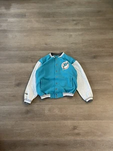 Vtg 90s Majestic NFL Miami Dolphins Embroidered Sweatshirt Jacket Large Mens - Picture 1 of 7