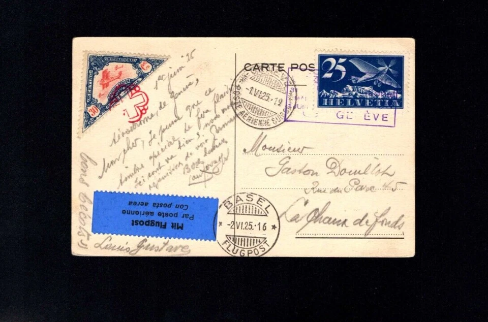 Suiza 1925 - 25 Rp. Correo Aéreo Con Vignette 30 C. - Imagen 1 de 1